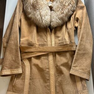 Tan Fur Collar Women's Coat